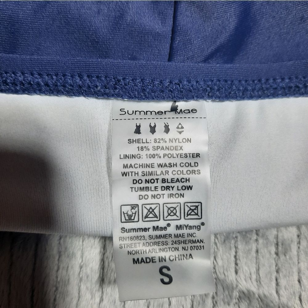 Summer Mae Swim Shorts Navy Blue Drawstring Ruching Lined - Picture 3 of 3